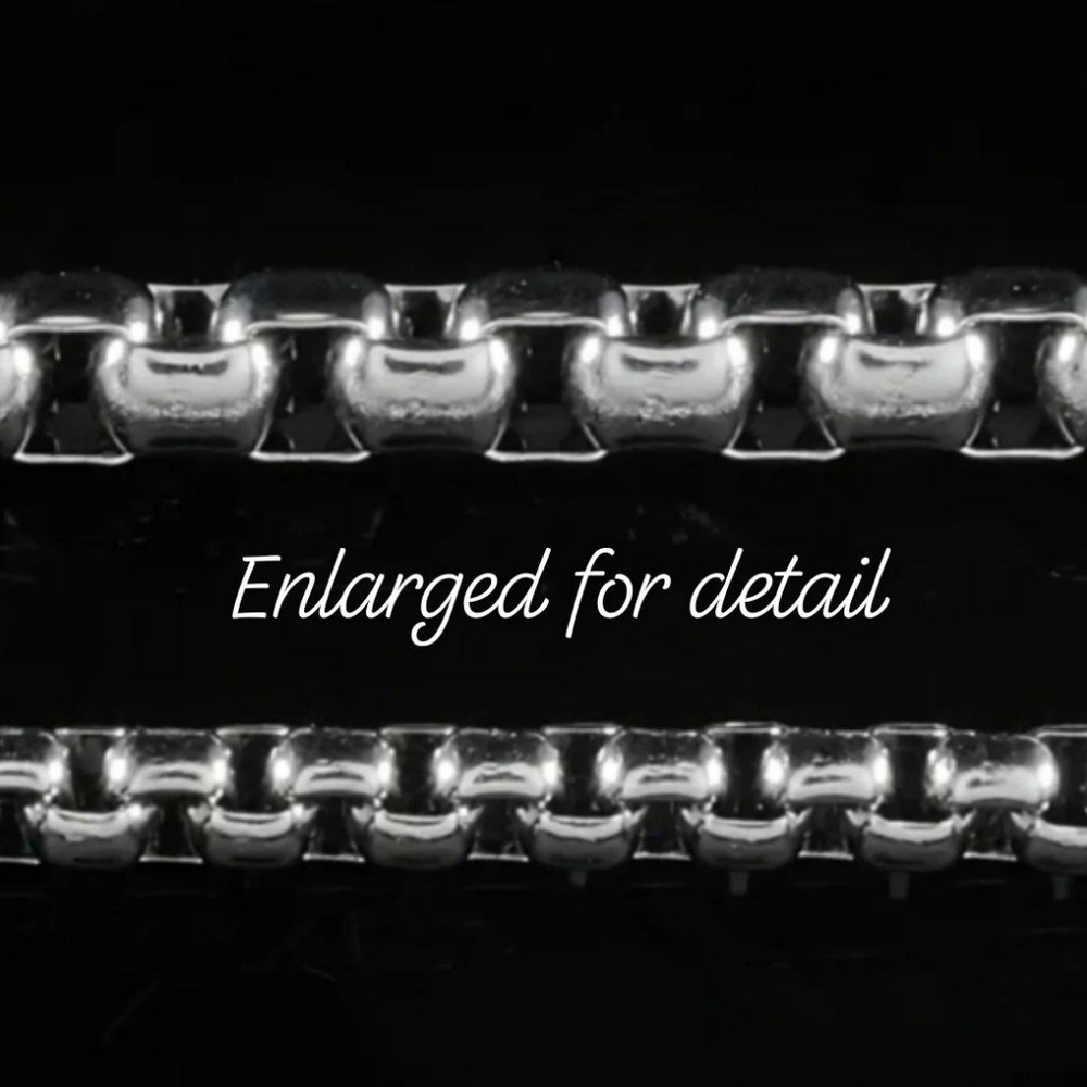 3mm stainless steel metal box chain necklace, 20" - Picture 2 of 5
